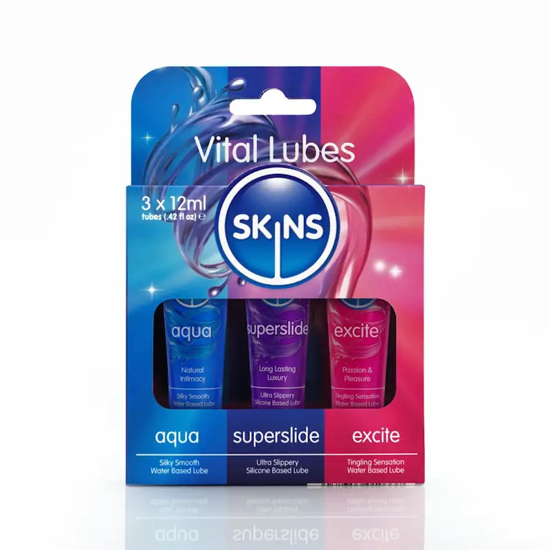 Skins - Sampler Tubes - Vital Lubes 3 Pack - PlayBlue