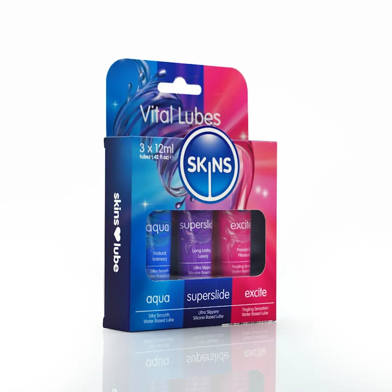 Skins - Sampler Tubes - Vital Lubes 3 Pack - PlayBlue
