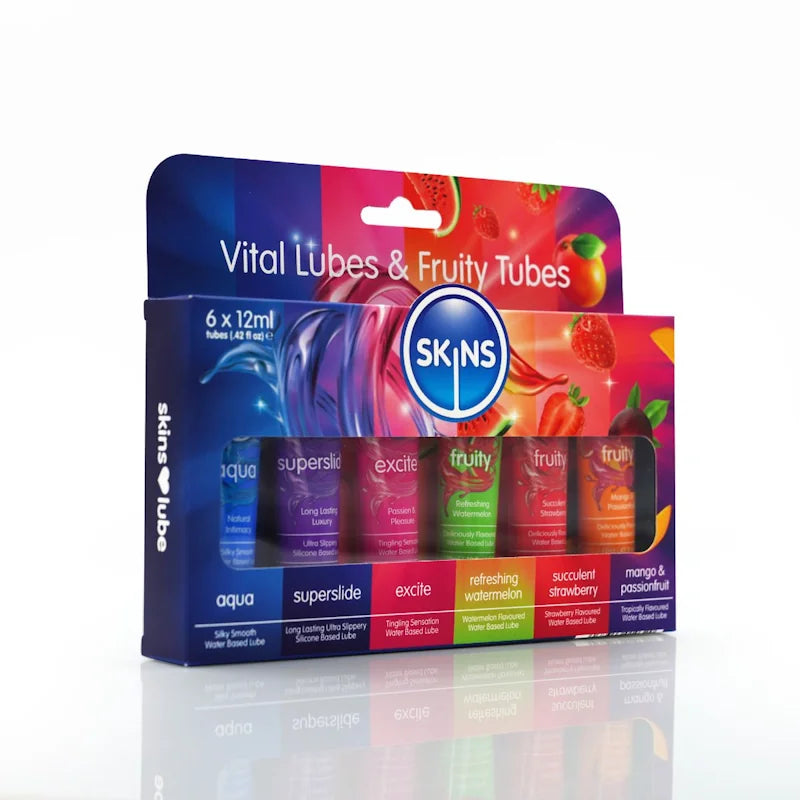Skins - Sampler Tubes - Vital & Fruity Lubes 6 Pack - PlayBlue