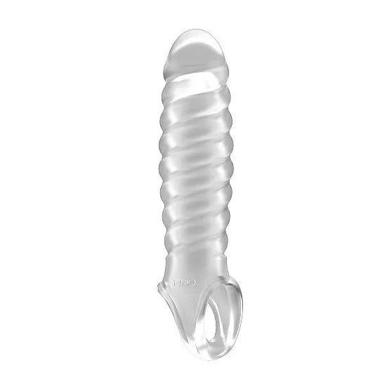 Sono - Stretchy Ribbed Penis Extension - No 32 Translucent - PlayBlue