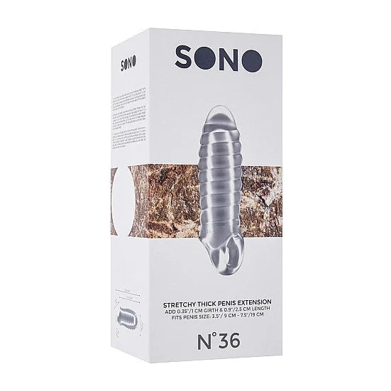 Sono - Thick Ribbed Penis Extension - No 36 Translucent - PlayBlue