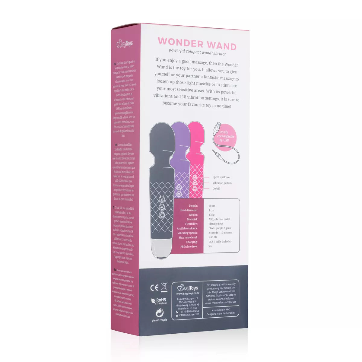 EasyToys Rechargeable Black Wand - PlayBlue