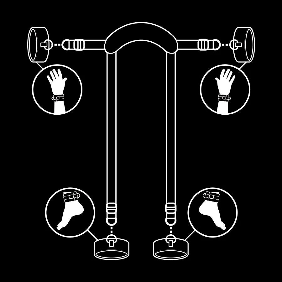 Fetish Submissive Position Master 4 Handcuffs Set - PlayBlue