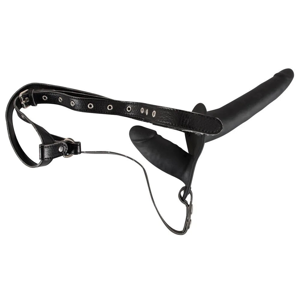 Double Strap On Black Silicone - PlayBlue