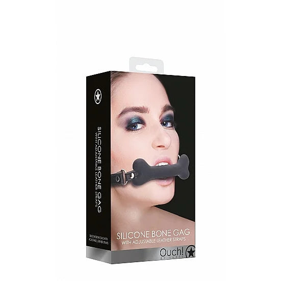 Ouch! Silicone Bone Gag - Black - PlayBlue