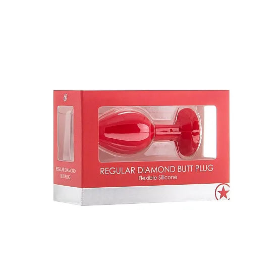 Diamond Silicone Butt Plug - Red - Large (35mm) - PlayBlue