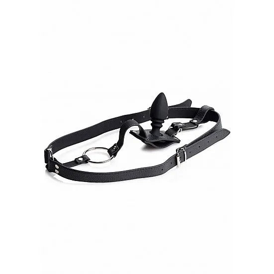 Male Harness with Silicone Anal Plug - Black - PlayBlue