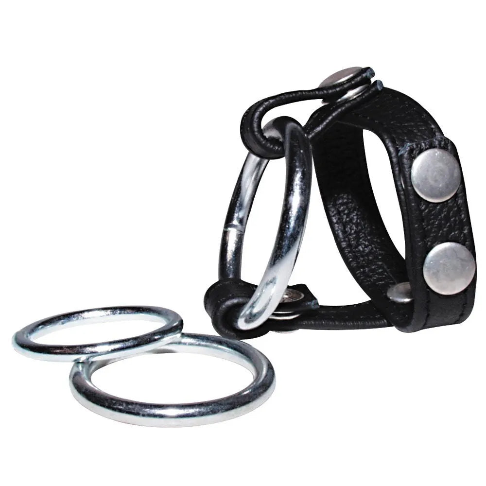 Cock Ring and Leather Strap - PlayBlue