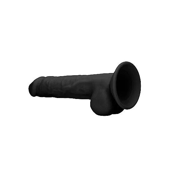RealRock - Silicone Ultra Realistic with Balls - 9 - Black - PlayBlue