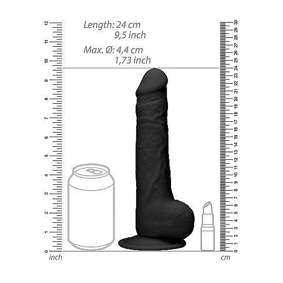 RealRock - Silicone Ultra Realistic with Balls - 9 - Black - PlayBlue