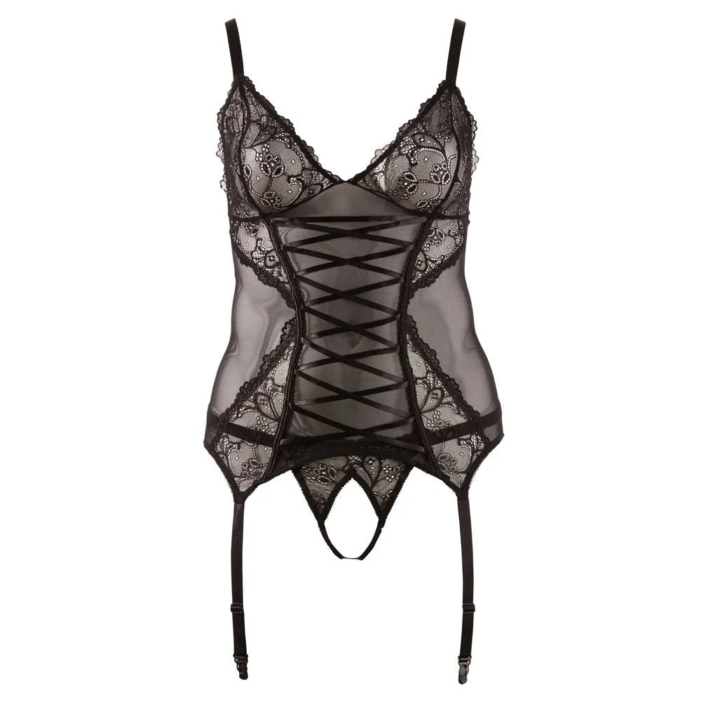 Cottelli Plus Size - Cami Suspender Set - 2XL (24-26) - PlayBlue