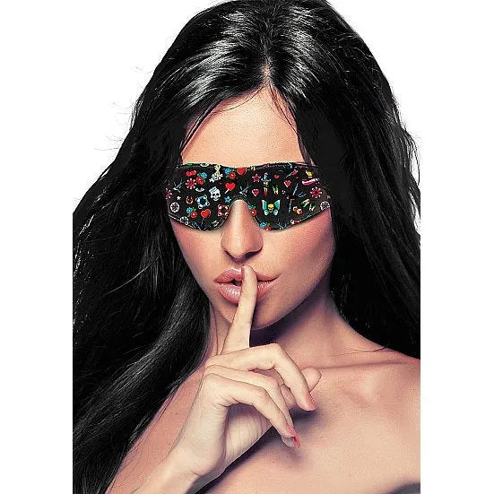 Printed Eye Mask - Old School Tattoo Style - PlayBlue