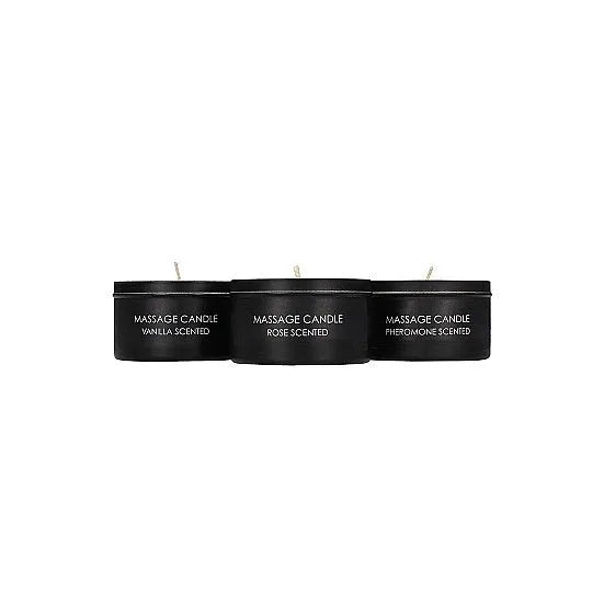 Massage Candle Set - 3 pieces - Pheromone, Vanilla & Rose Scented - PlayBlue