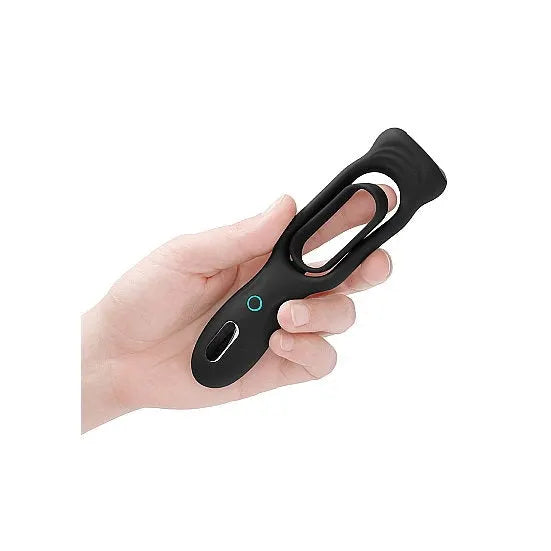 Sono - Vibrating Rechargeable Dual Silicone Cock Ring - PlayBlue