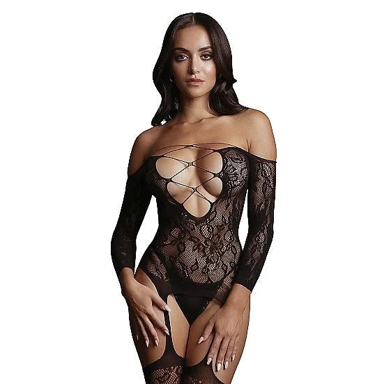Le Désir - Criss Cross Neck Bodystocking - PlayBlue