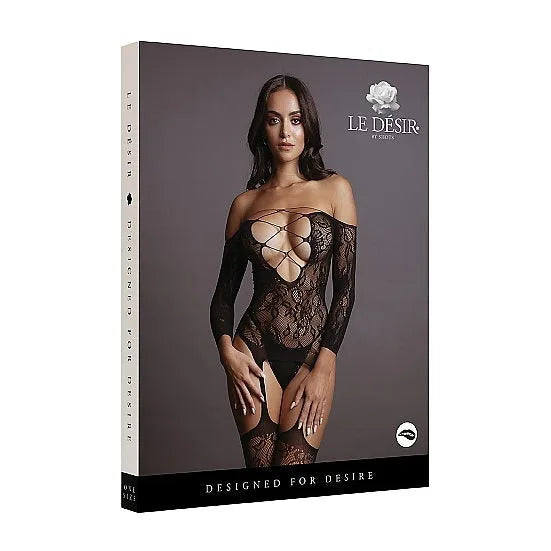 Le Désir - Criss Cross Neck Bodystocking - PlayBlue