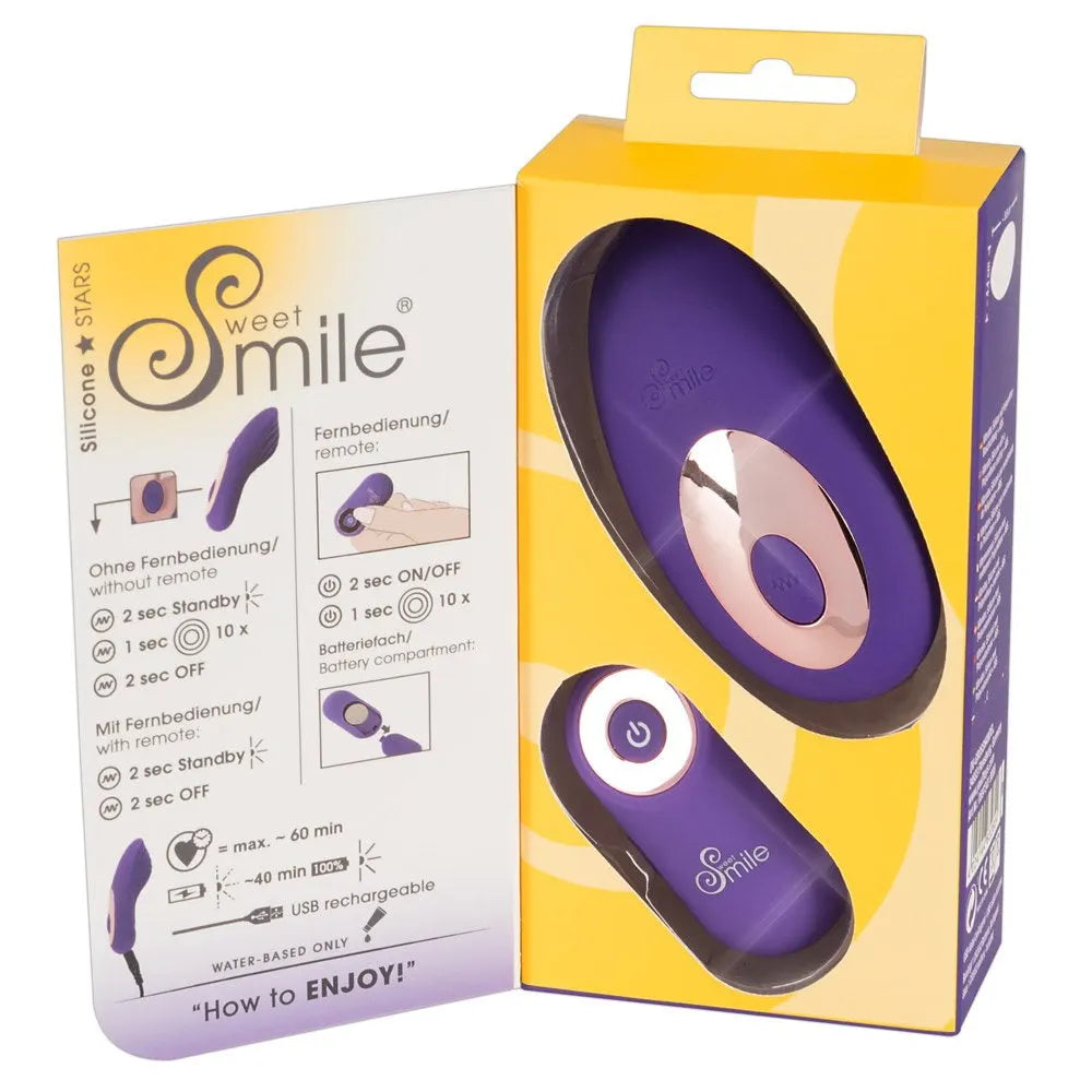 Sweet Smile - Remote Controlled Lay-on Panty Vibrator - PlayBlue