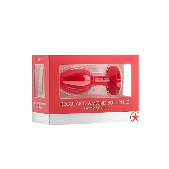 Regular Diamond Butt Plug - Red - PlayBlue