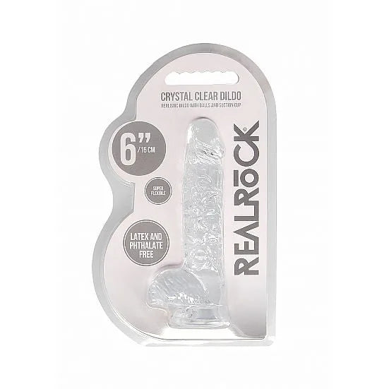 RealRock - 6 Realistic Dildo With Balls - Transparent - PlayBlue