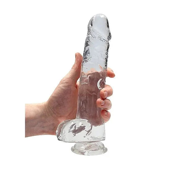 RealRock - 9 Realistic Dildo With Balls - Transparent - PlayBlue