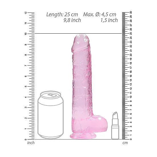 RealRock - 9 Realistic Dildo With Balls - Pink - PlayBlue