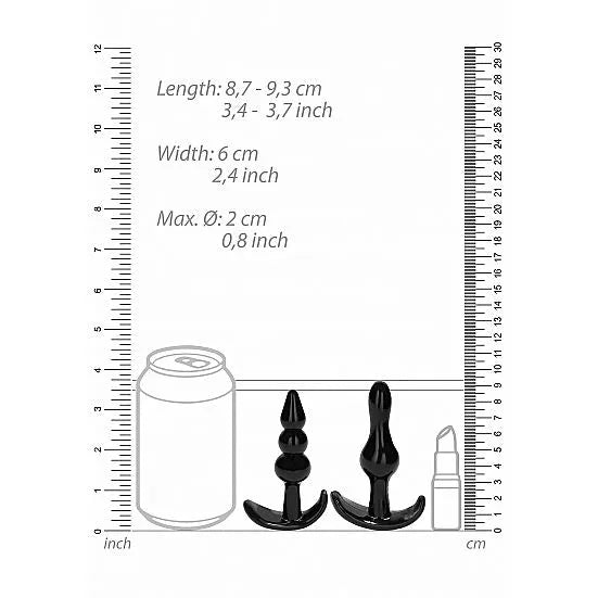 Sono - No. 80 - 4-Piece Butt Plug Set - Black - PlayBlue