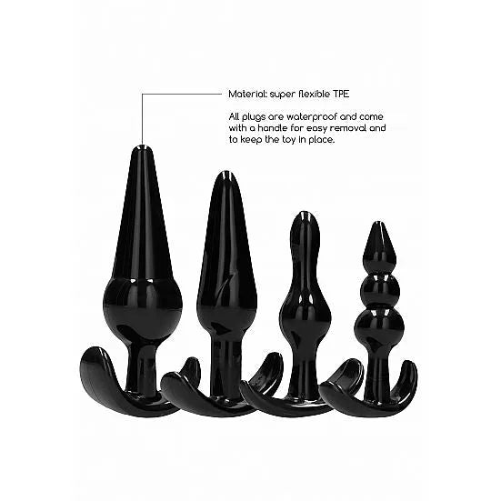 Sono - No. 80 - 4-Piece Butt Plug Set - Black - PlayBlue
