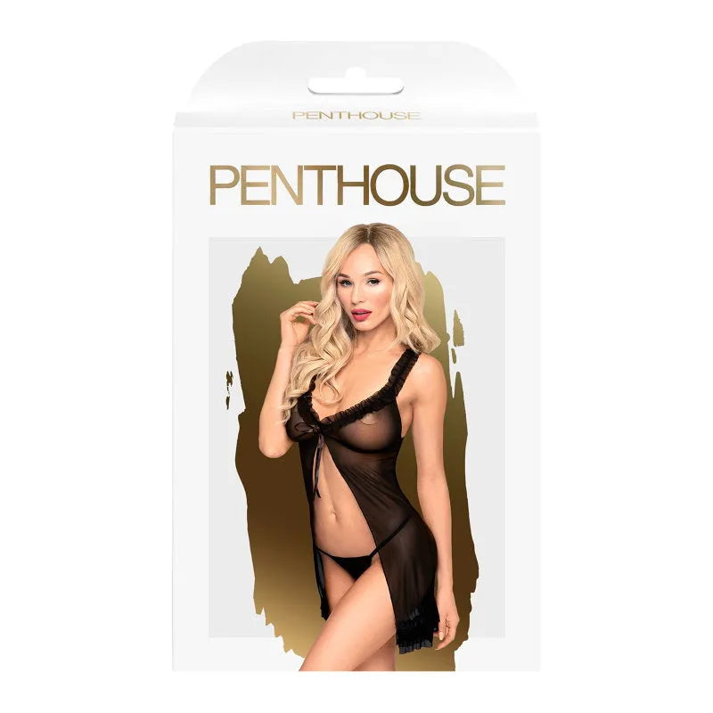 Penthouse - After Sunset Ruffle Babydoll - Black - L/XL - PlayBlue