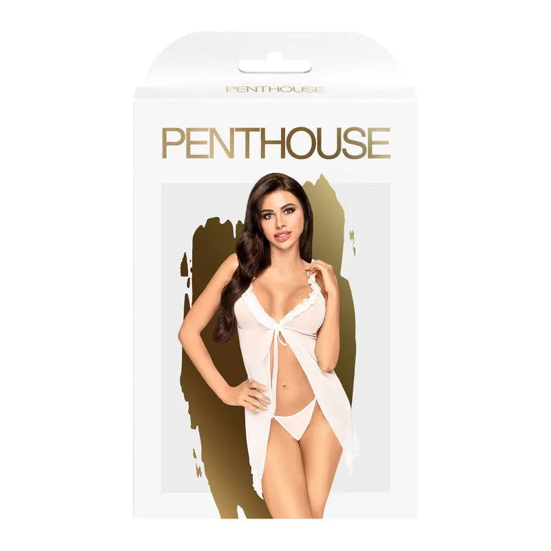 Penthouse - After Sunset Ruffle Babydoll - White - L/XL - PlayBlue
