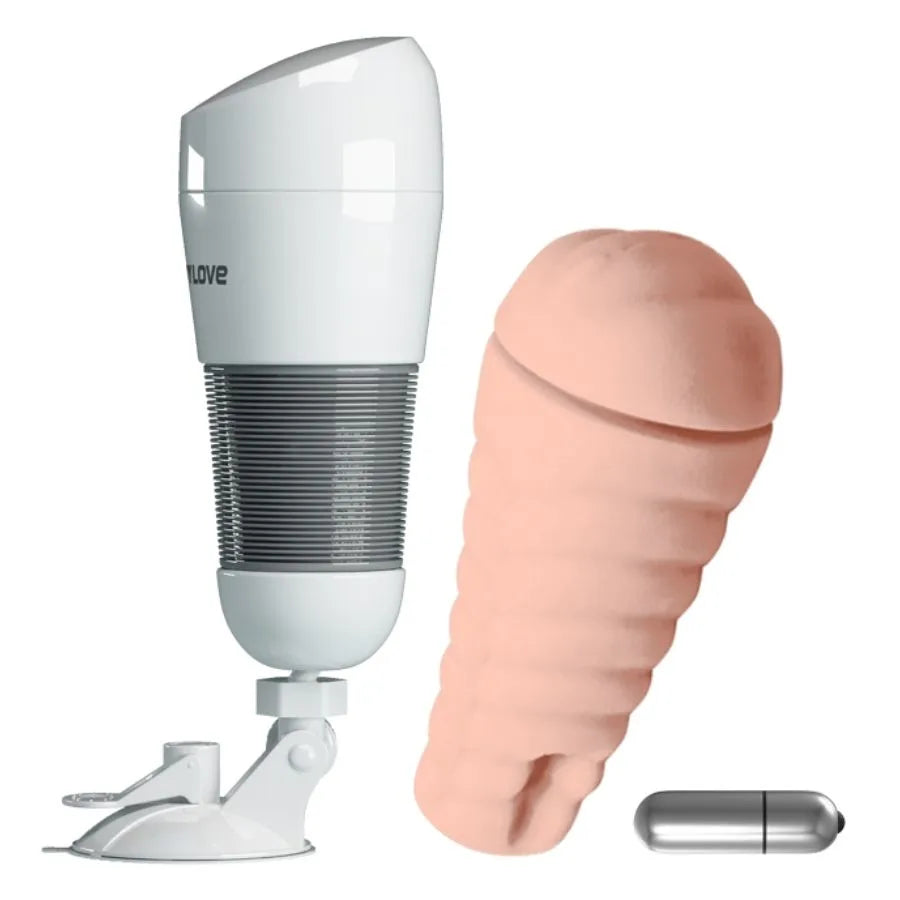 Pretty Love - Hedy Vibrating White Premium Masturbator - PlayBlue