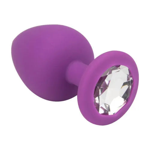 Loving Joy Jewelled Silicone Butt Plug Purple - Large - PlayBlue