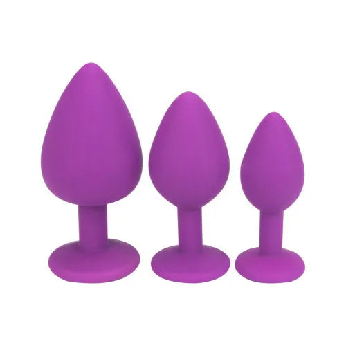 Loving Joy Jewelled Silicone Butt Plug Purple - Large - PlayBlue