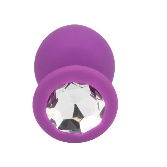 Loving Joy Jewelled Silicone Butt Plug Purple - Large - PlayBlue