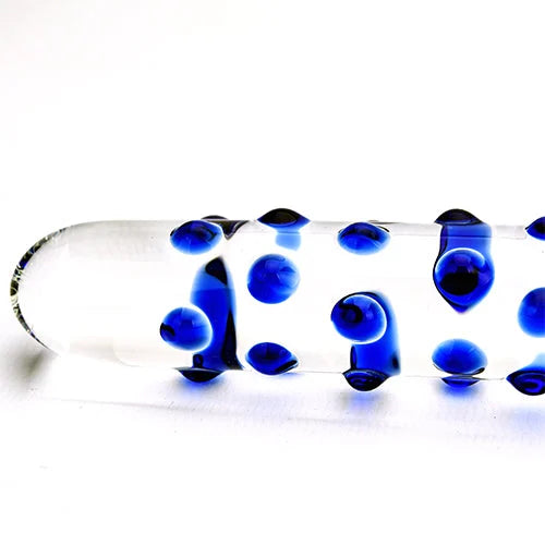 Spectrum Nubby Textured Glass Dildo - PlayBlue