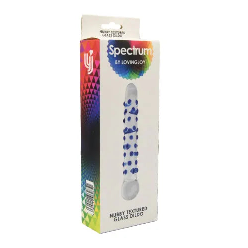 Spectrum Nubby Textured Glass Dildo - PlayBlue