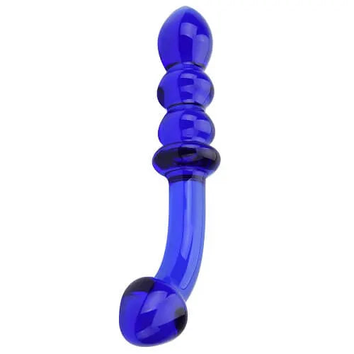 Spectrum Ribbed G-Spot Glass Dildo - PlayBlue