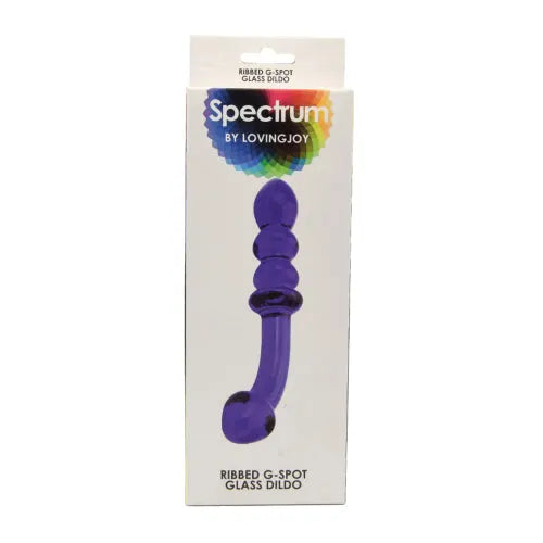 Spectrum Ribbed G-Spot Glass Dildo - PlayBlue