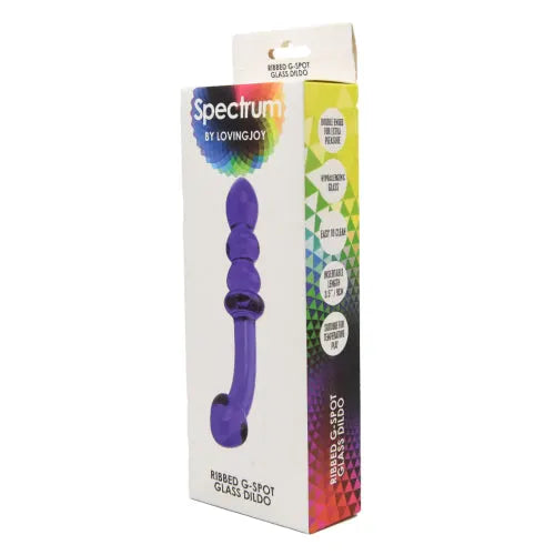 Spectrum Ribbed G-Spot Glass Dildo - PlayBlue