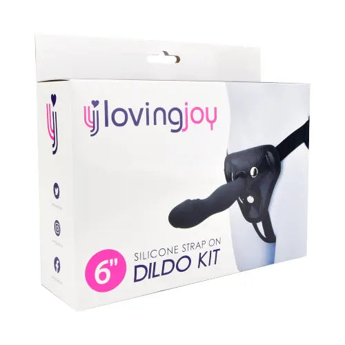Loving Joy 6 Inch Silicone Strap On Dildo Kit - PlayBlue