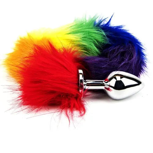 Furry Fantasy Rainbow Pride Tail Butt Plug - PlayBlue