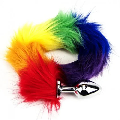 Furry Fantasy Rainbow Pride Tail Butt Plug - PlayBlue