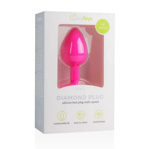 Silicone Diamond Plug - Pink - Large - PlayBlue