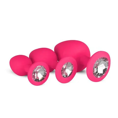 Diamond Silicone Butt Plug Set (3 Pack) - Black - PlayBlue