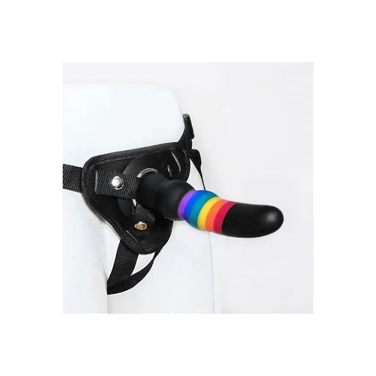 Colourful Love Strap-on Solid Dildo - PlayBlue