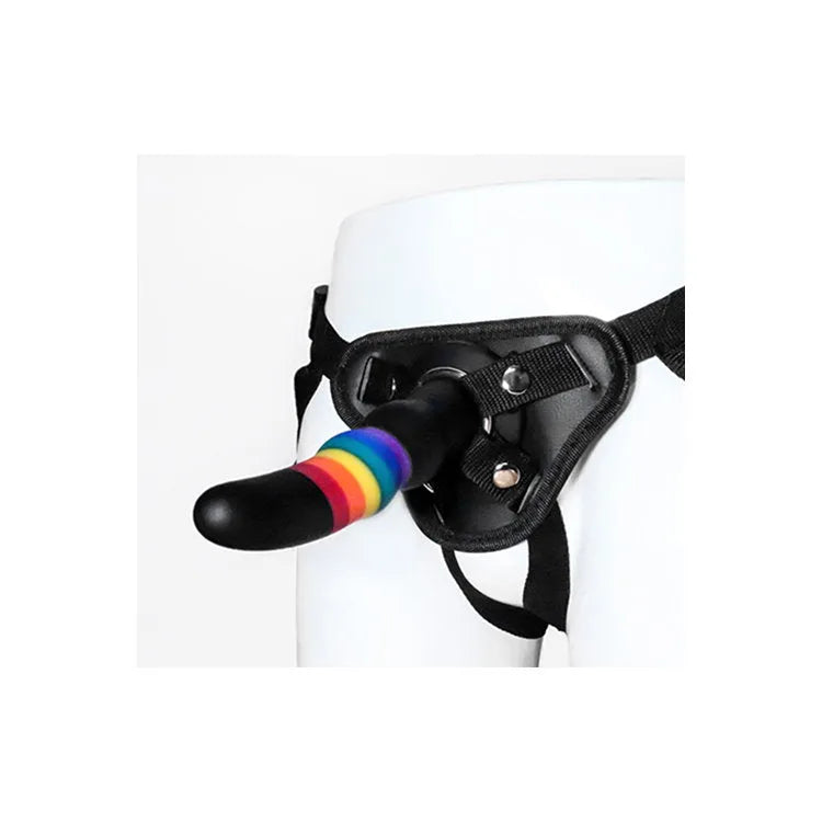 Colourful Love Strap-on Solid Dildo - PlayBlue