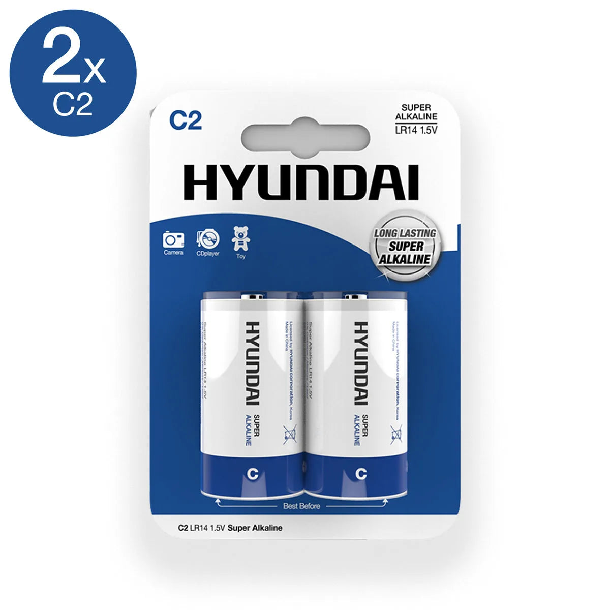 Super Long Lasting Alkaline C Batteries - 2 pcs - PlayBlue
