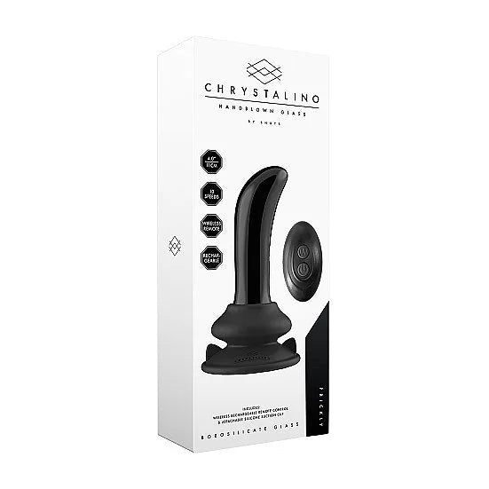 Prickly - Glass Vibrator - With Suction Cup and Remote - Rechargeable - PlayBlue