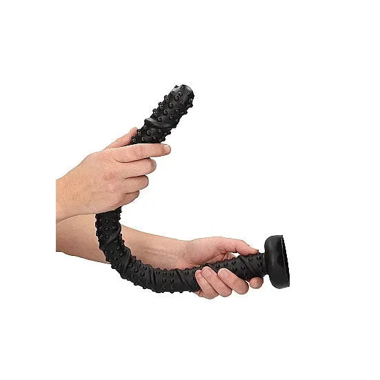 Ass Textured Snake Dildo - 55 cm - Black - PlayBlue