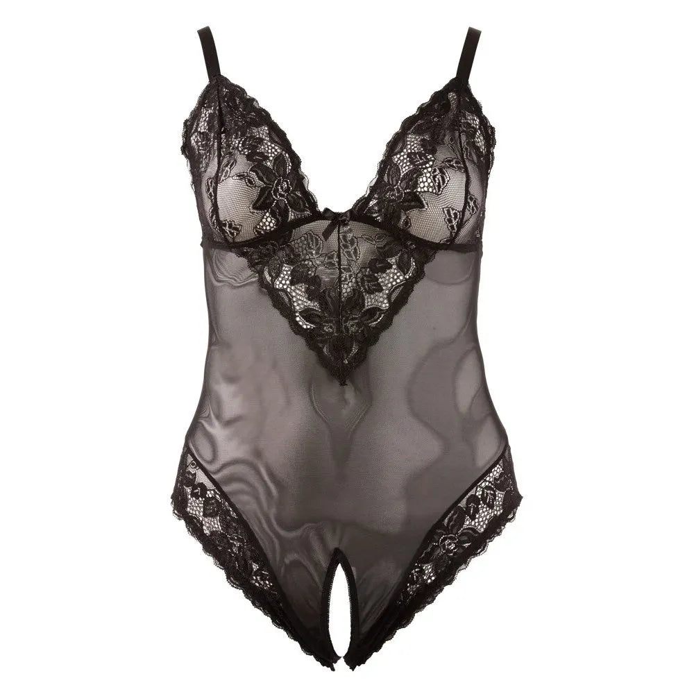 Cottelli Curves Collection - Crotchless Body Black - 4XL (32-34) - PlayBlue