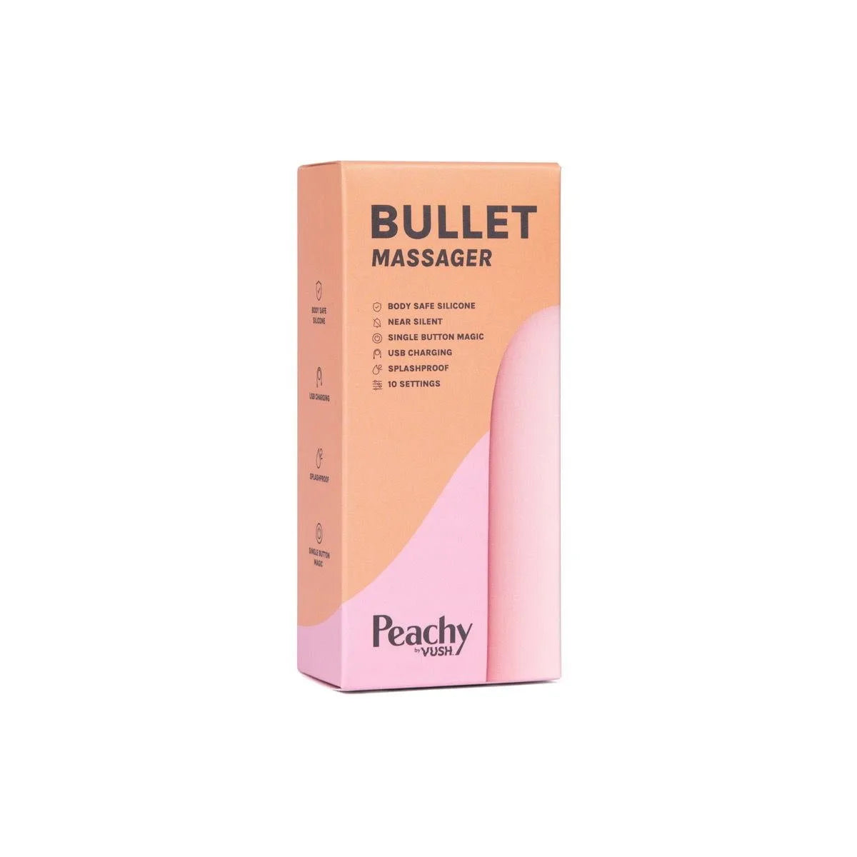 VUSH - Peachy Rechargeable Silicone Bullet Massager - PlayBlue